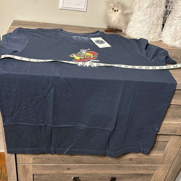 NWT! LIFE IS GOOD MEN'S LARGE Vintage NAVY BLUE JAKE & Rocket RIDE ON Sled Tee - Picture 9 of 13